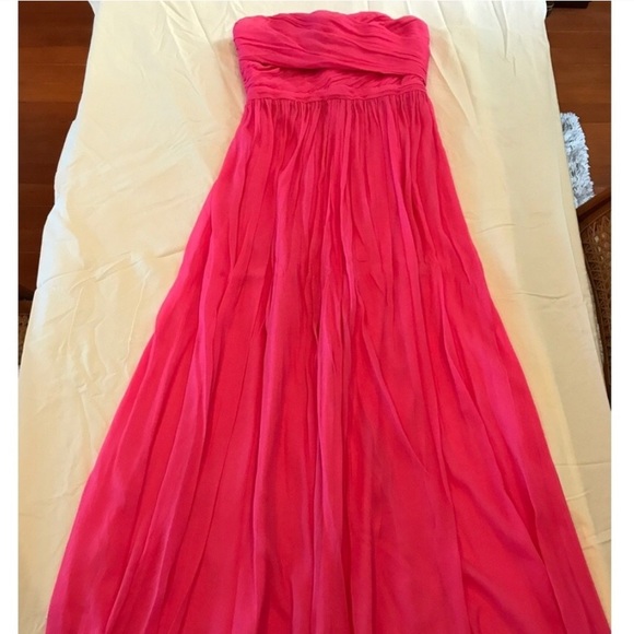 💕JCrew silk chiffon long gown in pink - Picture 3 of 7